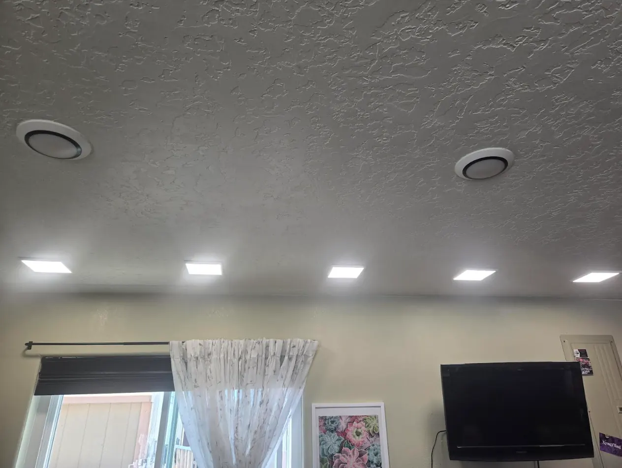 A home office with new LED recessed lighting