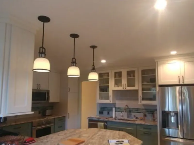 New pendant lights over a counter